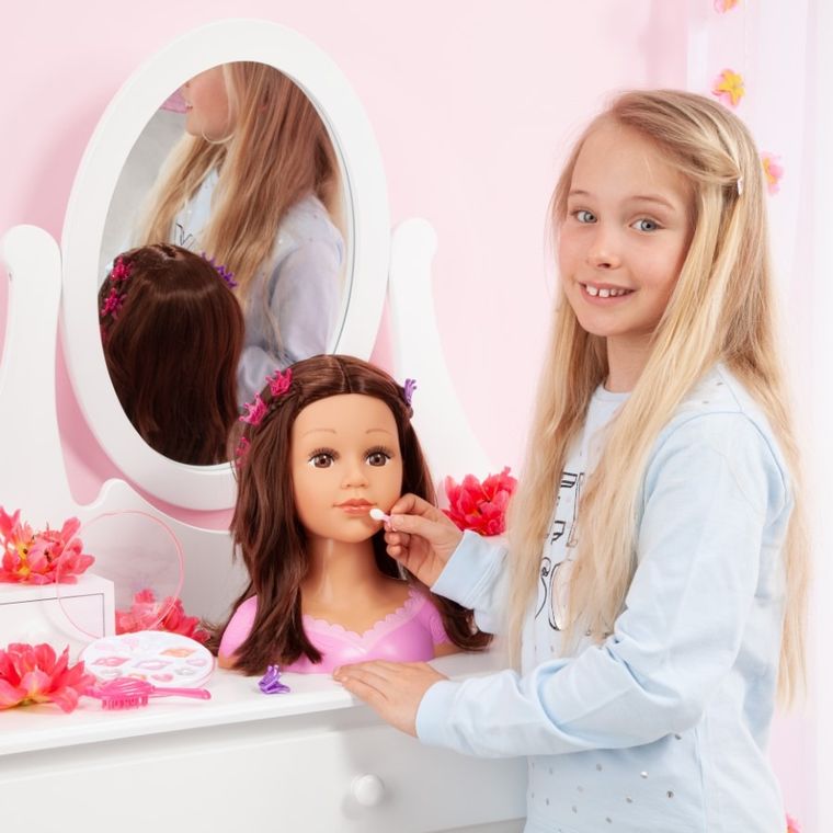 Bayer Design, Charlene, Super Modelka, głowa do stylizacji fryzur z akcesoriami, brunetka, 27 cm