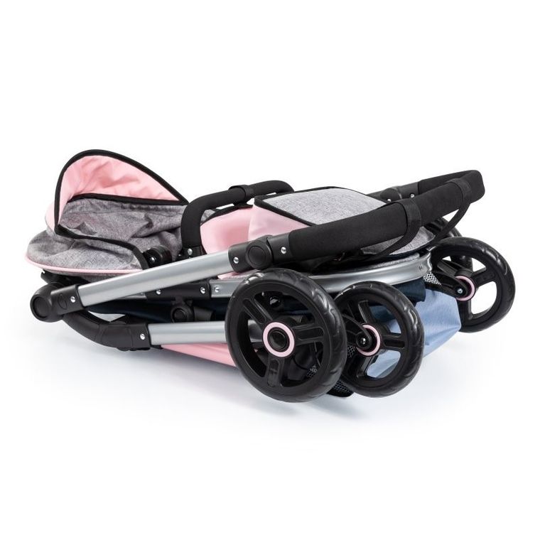 Bayer Design, Neo Vario Combi, głęboki wózek dla lalek z torbą, szary-granat-róż