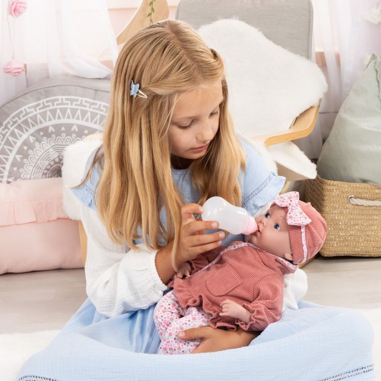 Bayer Design, Reborn, lalka bobas z butelką i smoczkiem, 38 cm