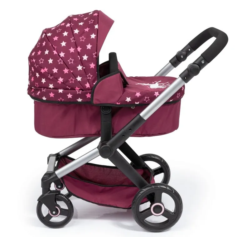 Bayer Design, Xeo Combi, głęboki wózek dla lalek z torbą, bordowy
