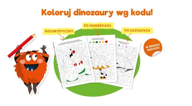 Bazgraki i dinozaury. Kolorowanie według kodu. Kapitan Nauka. Bazgraki