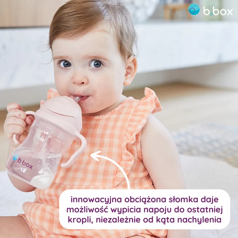 b.box, bidon ze słomką, różowy, 240 ml