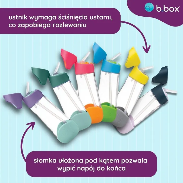 b.box, Indigo Rose, butelka tritanowa ze słomką, 600ml