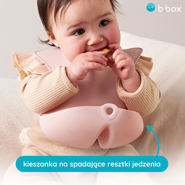 b.box, śliniak z otwartą kieszonką, różowy