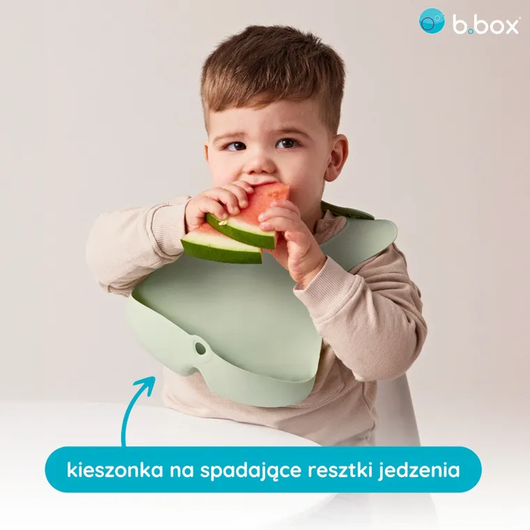 b.box, śliniak z otwartą kieszonką, szałwia