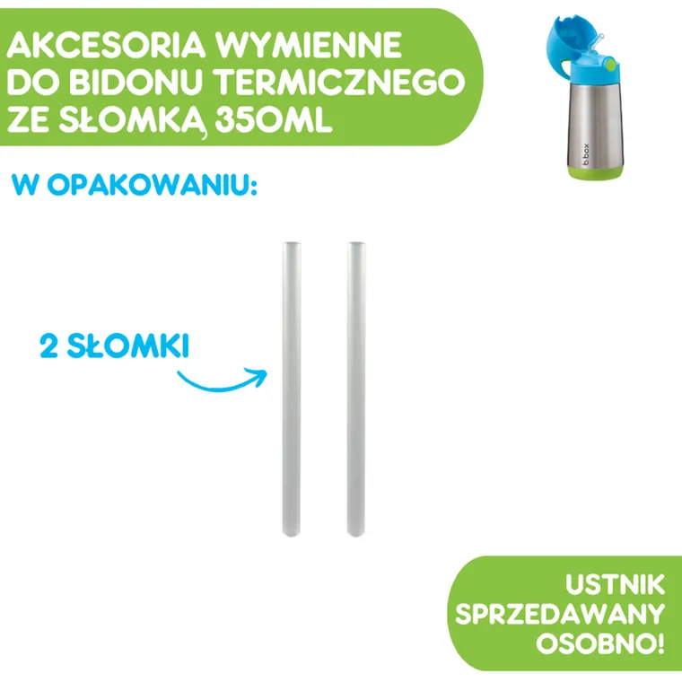 b.box, zestaw słomek do bidonu termicznego, 350 ml, 2 szt.