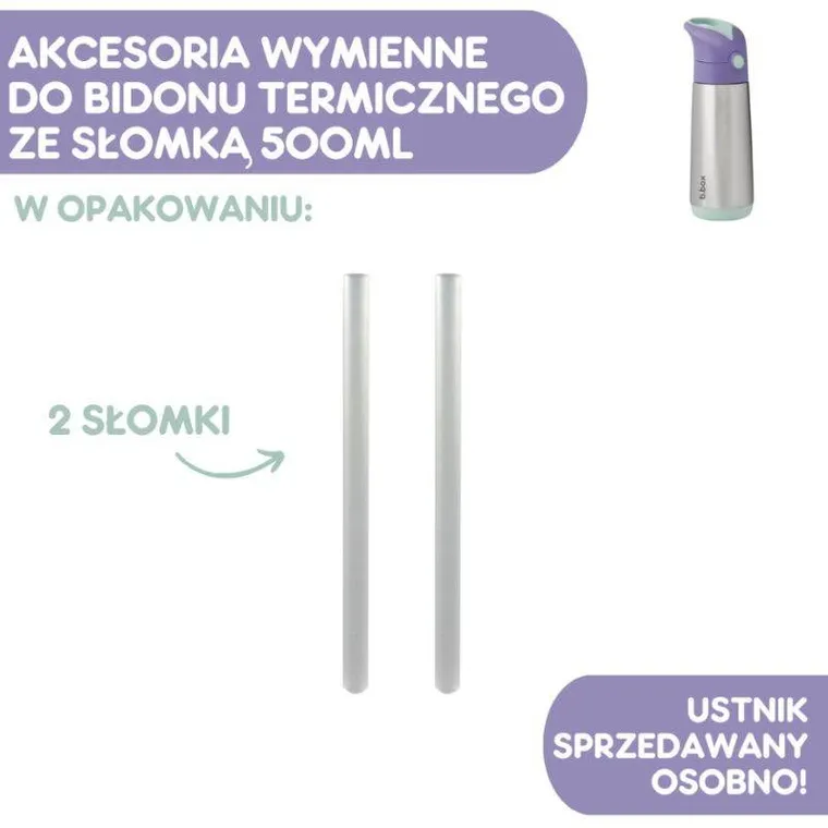 b.box, zestaw słomek do bidonu termicznego 500 ml, 2 szt.