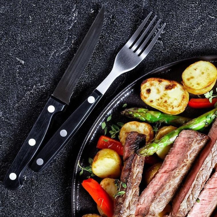 BBQ, zestaw sztućców do steków i pizzy, 12 elementów