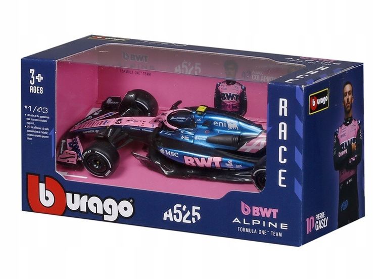 Bburago, BWT Alpine Team A525 2025 Franco Colapinto, Bolid F1, model pojazdu, 1:43
