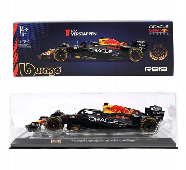 Bburago, F1 Oracle Red Bull RB19 M.Verstappen, wyścigówka, model pojazdu, 1:24