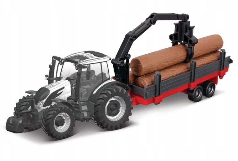 Bburago, Farm Land, traktor z 3 przyczepami, 10 cm