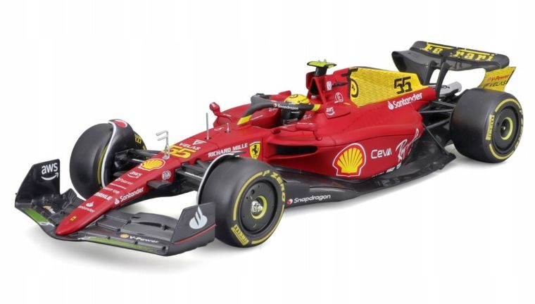 Bburago, Ferrari F1-75 Monza 2022 #55, model pojazdu, yellow, 1:24