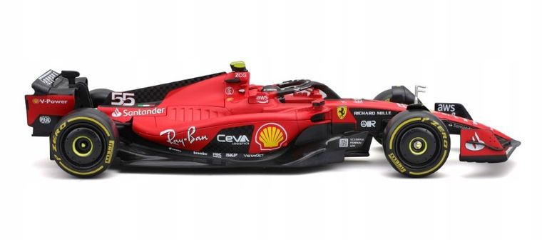 Bburago, Ferrari F1 Sf-23 #55 Carlos Sainz, bolid wyścigowy, 1:24