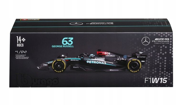 Bburago, Mercedes AMG W15 2024 George Russell, Bolid F1, model pojazdu, 1:24
