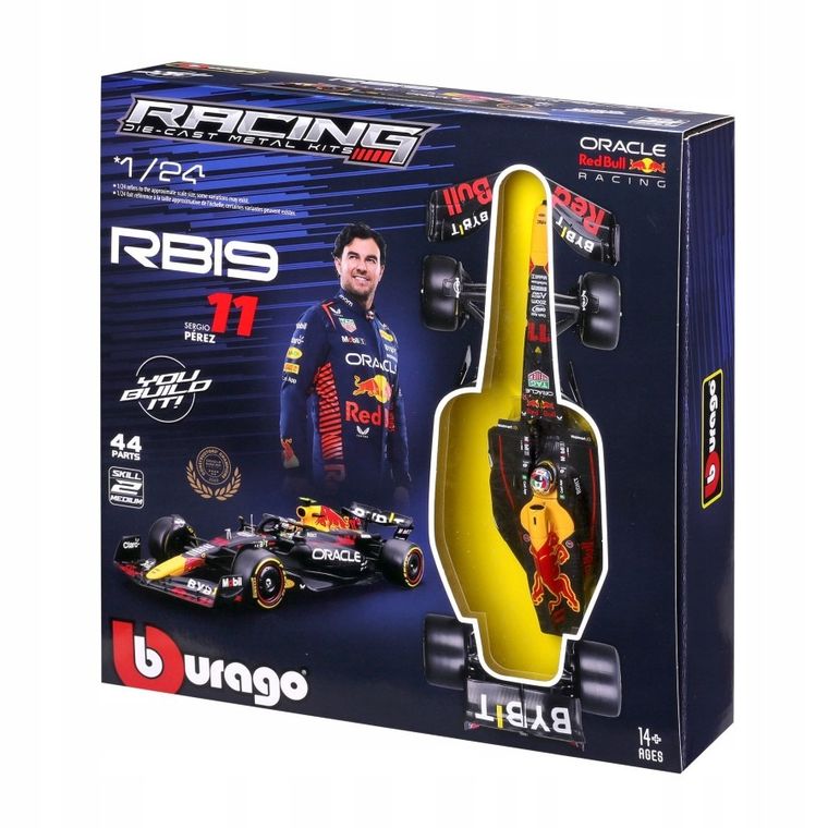 Bburago, Oracle Red Bull Racing Rb19 Perez, Bolid F1, model do składania, 1:24