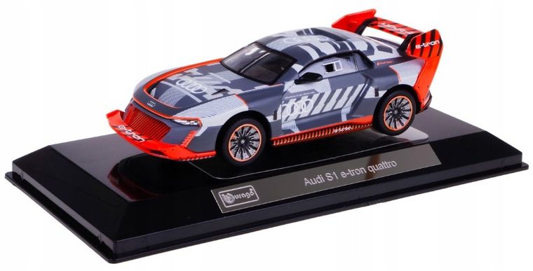 Bburago, Race Audi S1 E-Tron Quattro, model pojazdu, grey, 1:43