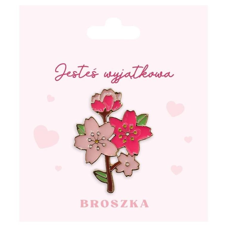 Be Happy Gifts, broszka, różowe kwiaty