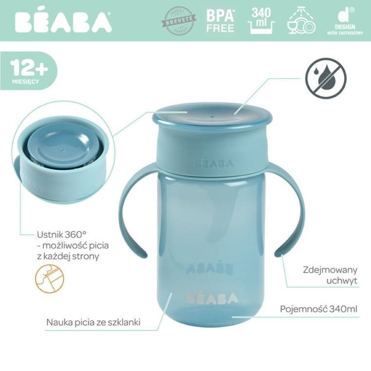 Beaba, 360, kubek treningowy, 340ml, Blue