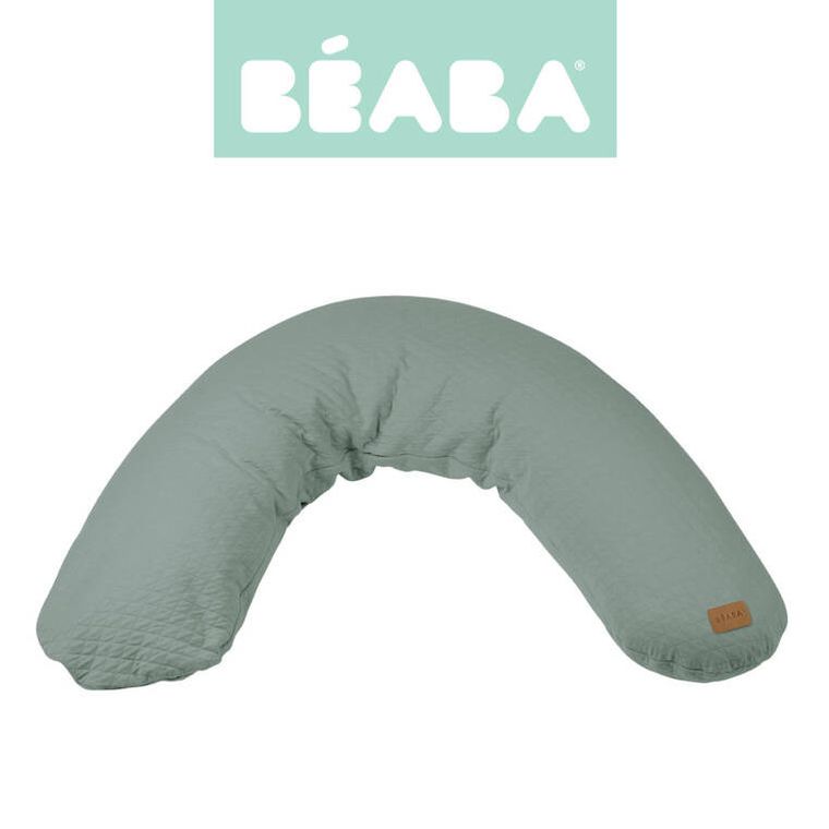 Beaba, Big Flopsy Fleur de coton, ergonomiczna poduszka, rogal dla kobiet w ciąży i karmiących, Sage Green