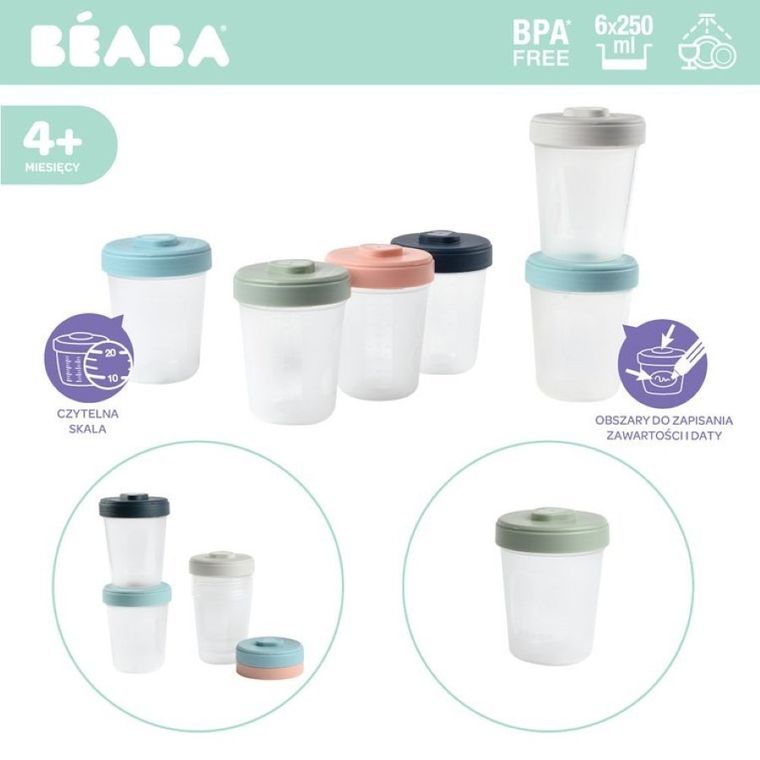 Beaba, Clip, zestaw słoiczków, 6 szt., 250 ml
