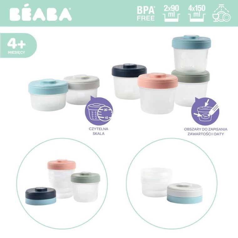 Beaba, Clip, zestaw słoiczków, 6 szt., 90 ml, 150 ml