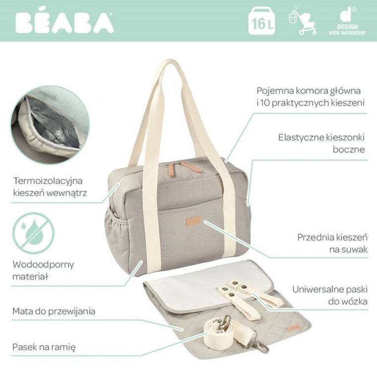 Beaba, Paris, torba dla mamy, Pearl grey