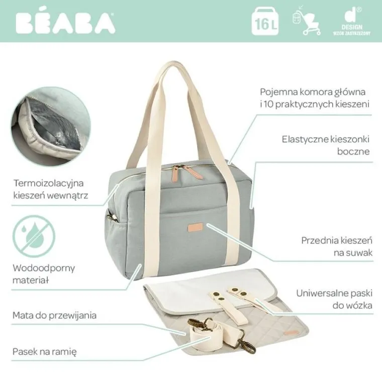 Beaba, Paris, torba dla mamy, Sage green