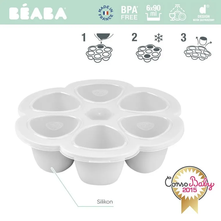 Beaba, silikonowy pojemnik do mrożenia, light mist, 6-90 ml