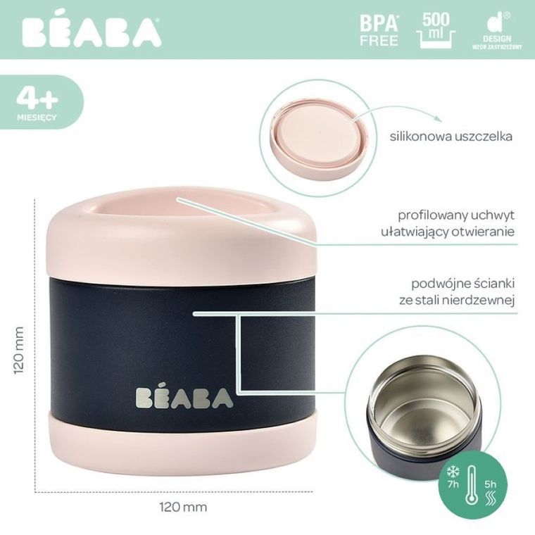 Beaba, termos, Light Pink, Night Blue, 500ml