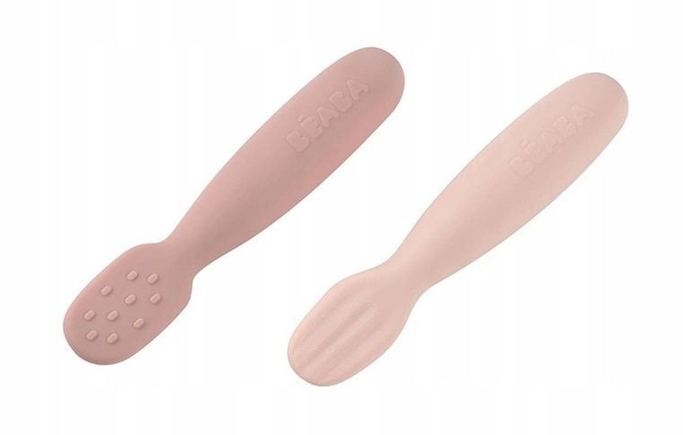 Beaba, zestaw silikonowych pierwszych łyżeczek-gryzaków, cotton candy, sorbet, 2 szt.