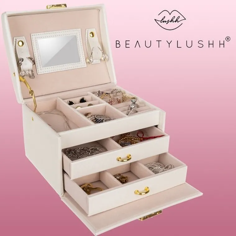 Beautylushh, szkatułka na biżuterię, beżowy