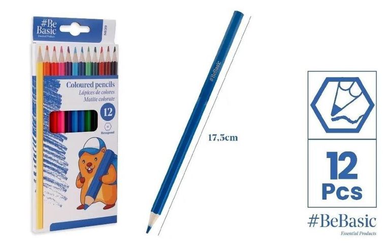 BeBasic, kredki ołówkowe, 12 kolorów