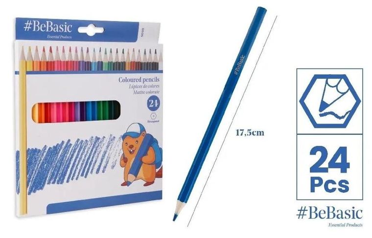 BeBasic, kredki ołówkowe, 24 kolory