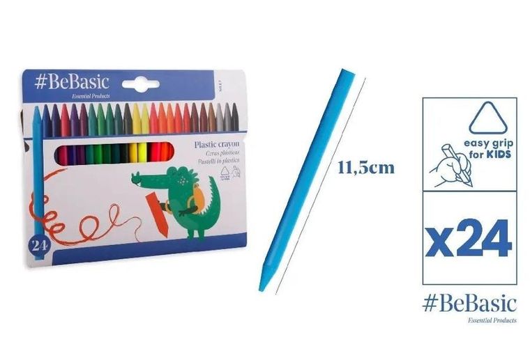 BeBasic, kredki plastikowe, 24 kolory
