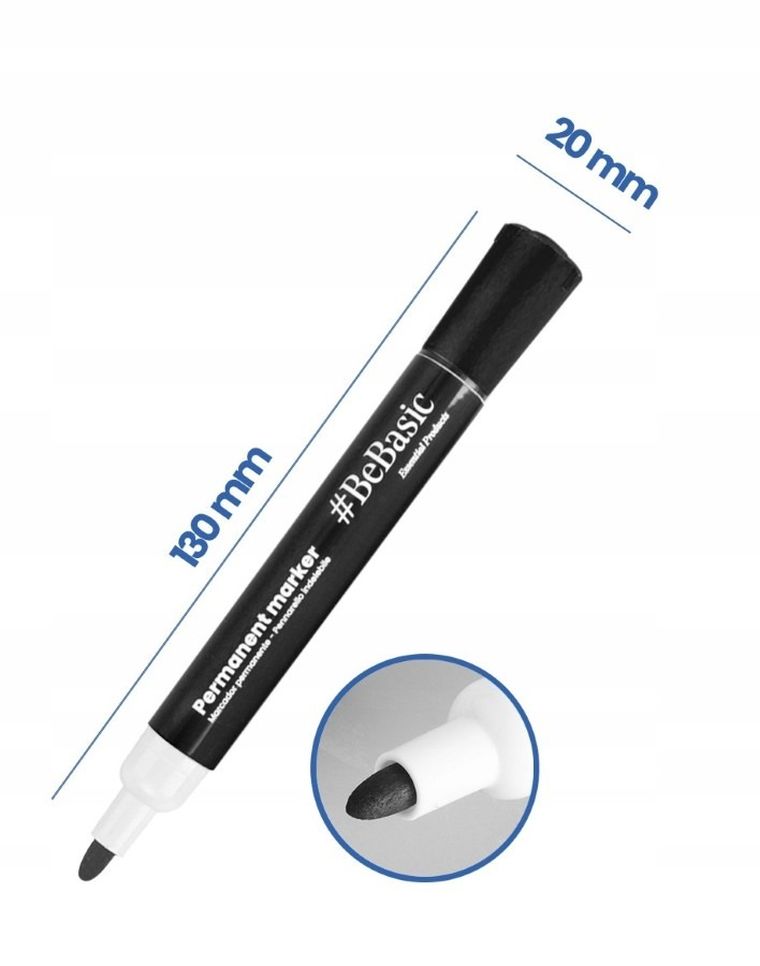 BeBasic, marker permanentny, czarny, 4 szt.