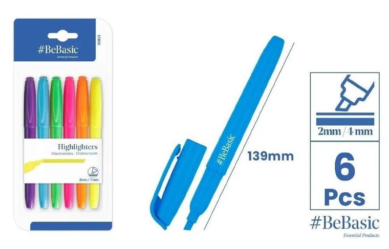 Bebasic, zakreślacze fluorescencyjne, 6 szt.