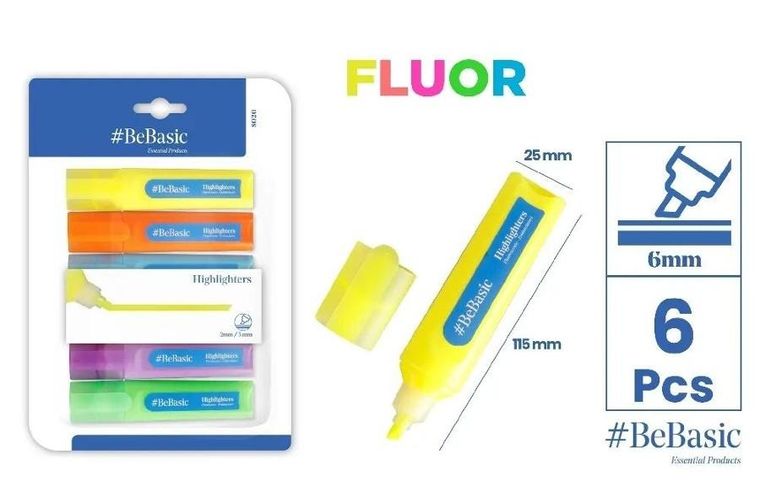 Bebasic, zakreślacze fluorescencyjne, 6 szt.