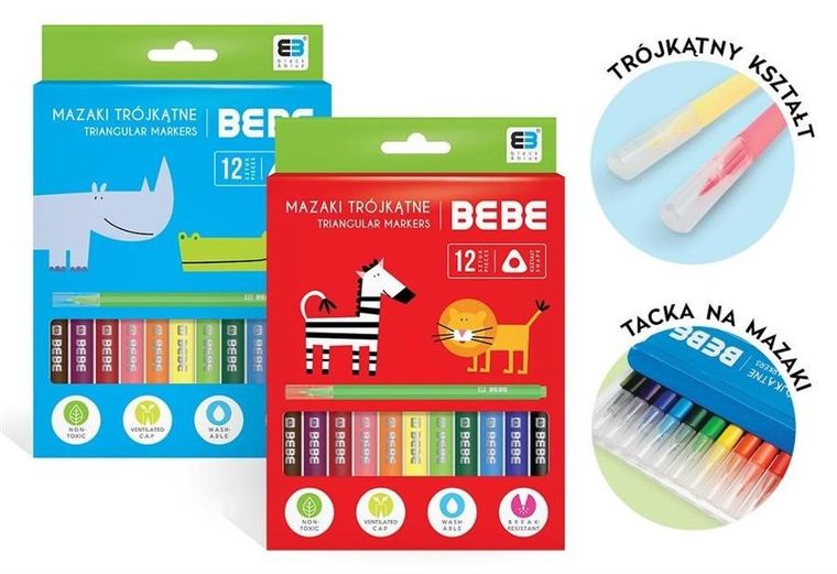 Bebe, Kids, flamastry trójkątne, 12 kolorów