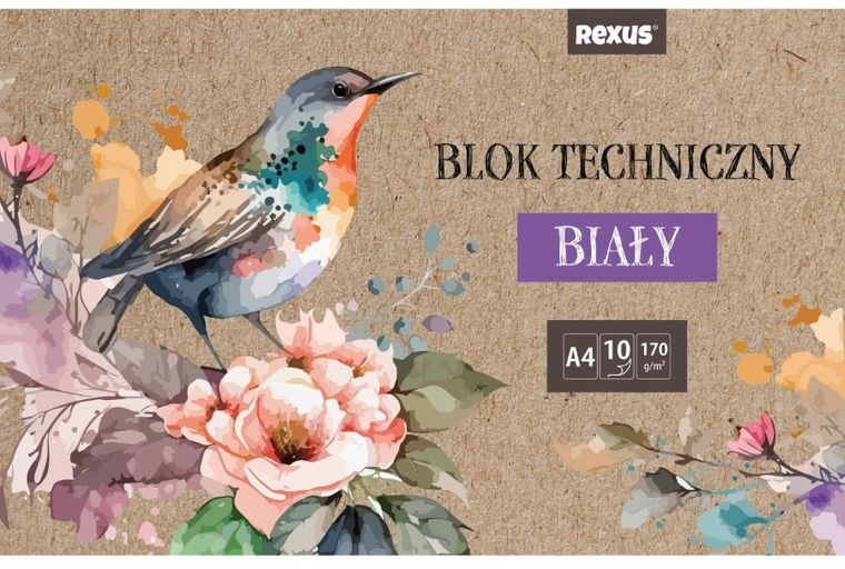 Beniamin, blok techniczny A4, 10 kartek, biały, Kraft Liner