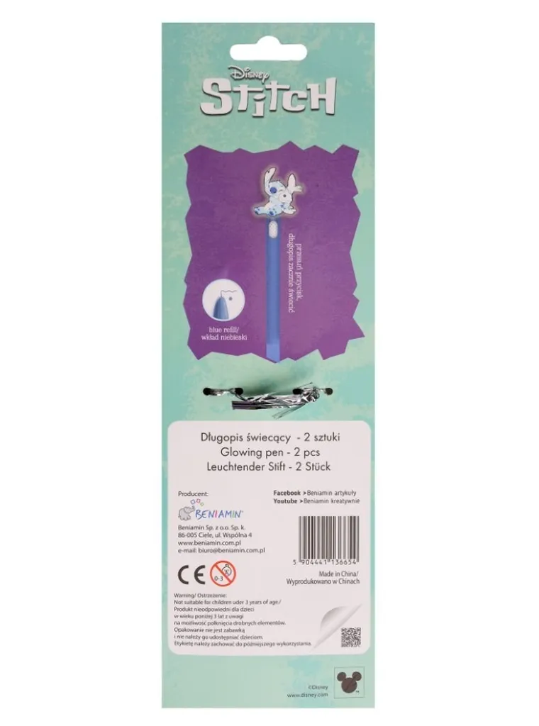 Beniamin, Lilo i Stitch, długopis świecący, 2 szt.