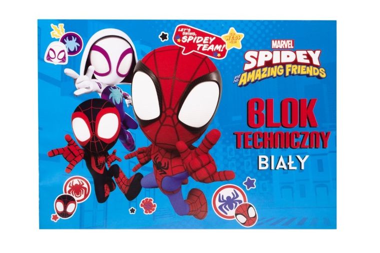 Beniamin, Spider-Man, blok techniczny, A4, 10 kartek, biały