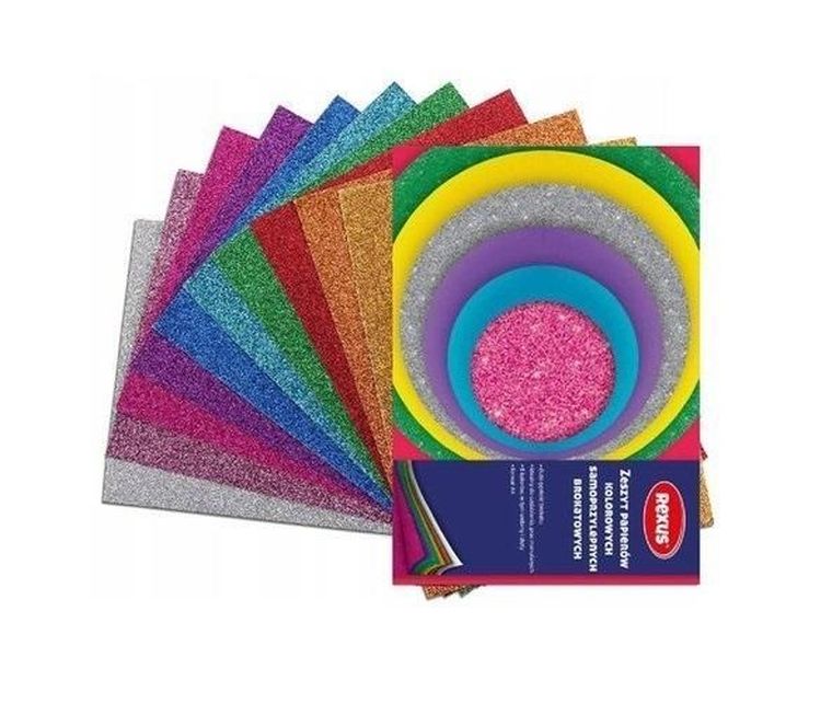 Beniamin, zeszyt papierów kolorowych, samoprzylepnych, brokat, A5, 8 kartek