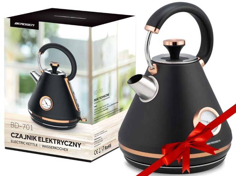 Berdsen, czajnik elektryczny z termometrem, czarny, 1.7l, BD-701