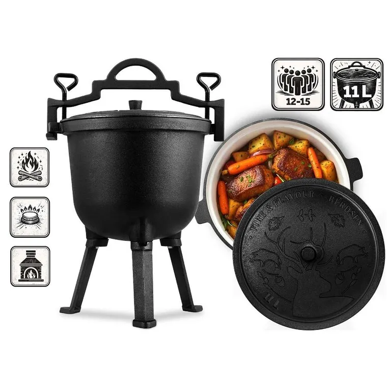 Berdsen, kociołek żeliwny, emaliowany, 11l