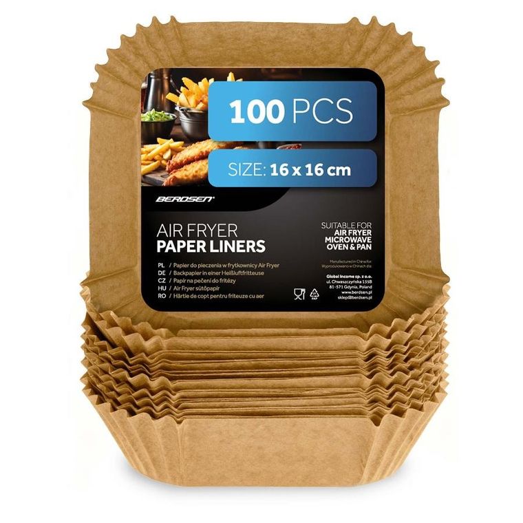 Berdsen, papier do pieczenia, wkładki do frytkownicy, 16 cm, 100 szt.