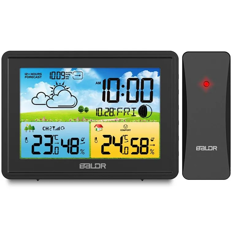 Berdsen, stacja pogodowa z wyświetlaczem, BD-908, czarna