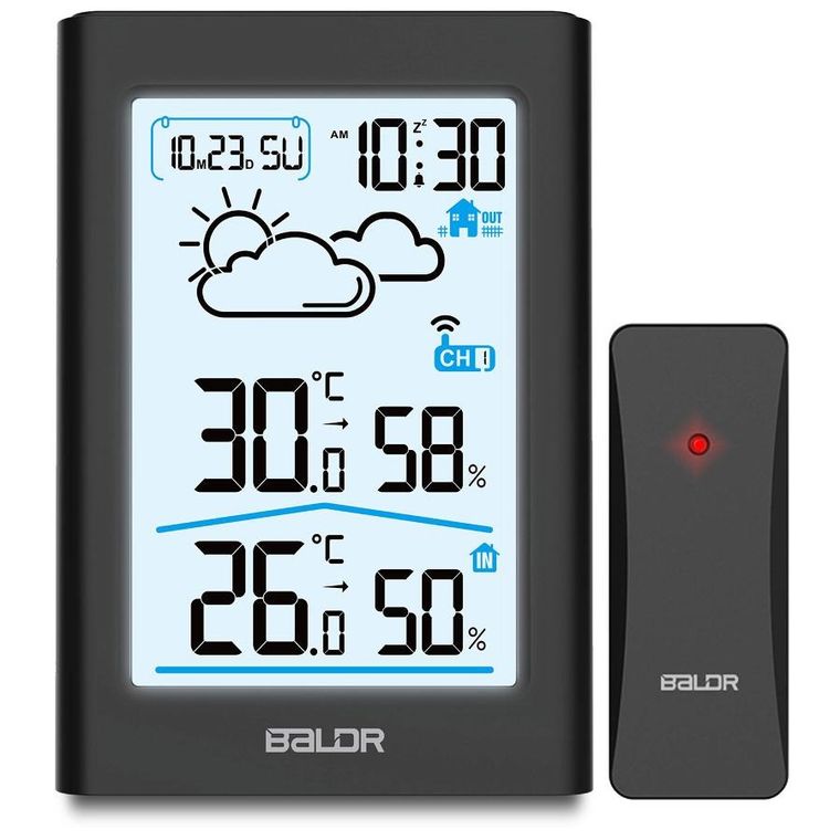 Berdsen, stacja pogodowa z wyświetlaczem, czarna, BD-911