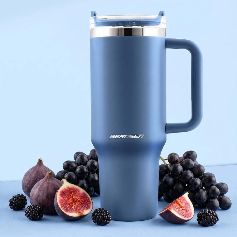 Berdsen, termos próżniowy, kubek ze słomką, granatowy, 1180 ml