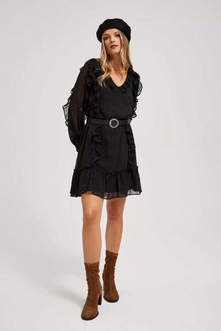 Beret damski, czarny, Moodo