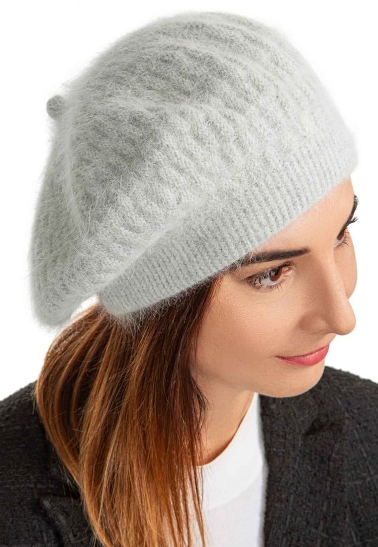 Beret damski, szary, Ambra